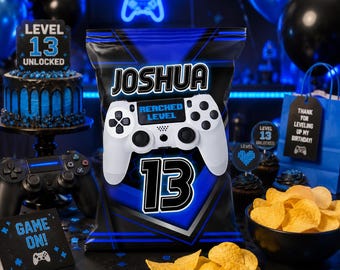 Editable Gamer Birthday Chip Bag Wrapper Template Vide Games Favors (Digital Download)