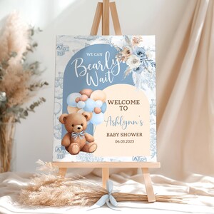 Teddy Bear Baby Shower Welcome Sign, Boho Bear Boy Decor (Digital Download) image 4