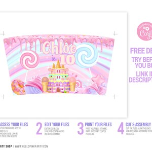 Candyland Birthday Cotton Candy Wrapper, Template Printable, Candy ...