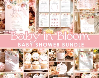 Baby in Bloom Shower Bundle, Editable Wildflower Spring Floral Invitation (Digital Download)