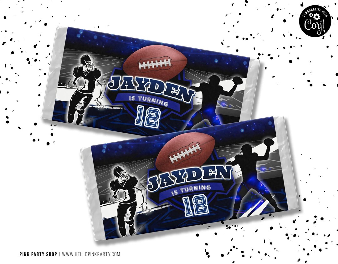 Football Birthday Candy Bar Wrapper Template: Editable Chocolate Favor ...