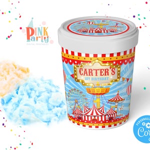 Kids Birthday Cotton Candy wrapper, Template Printable, kids Birthday favor labels, kids Editable wrappers Editable template cotton candy image 3