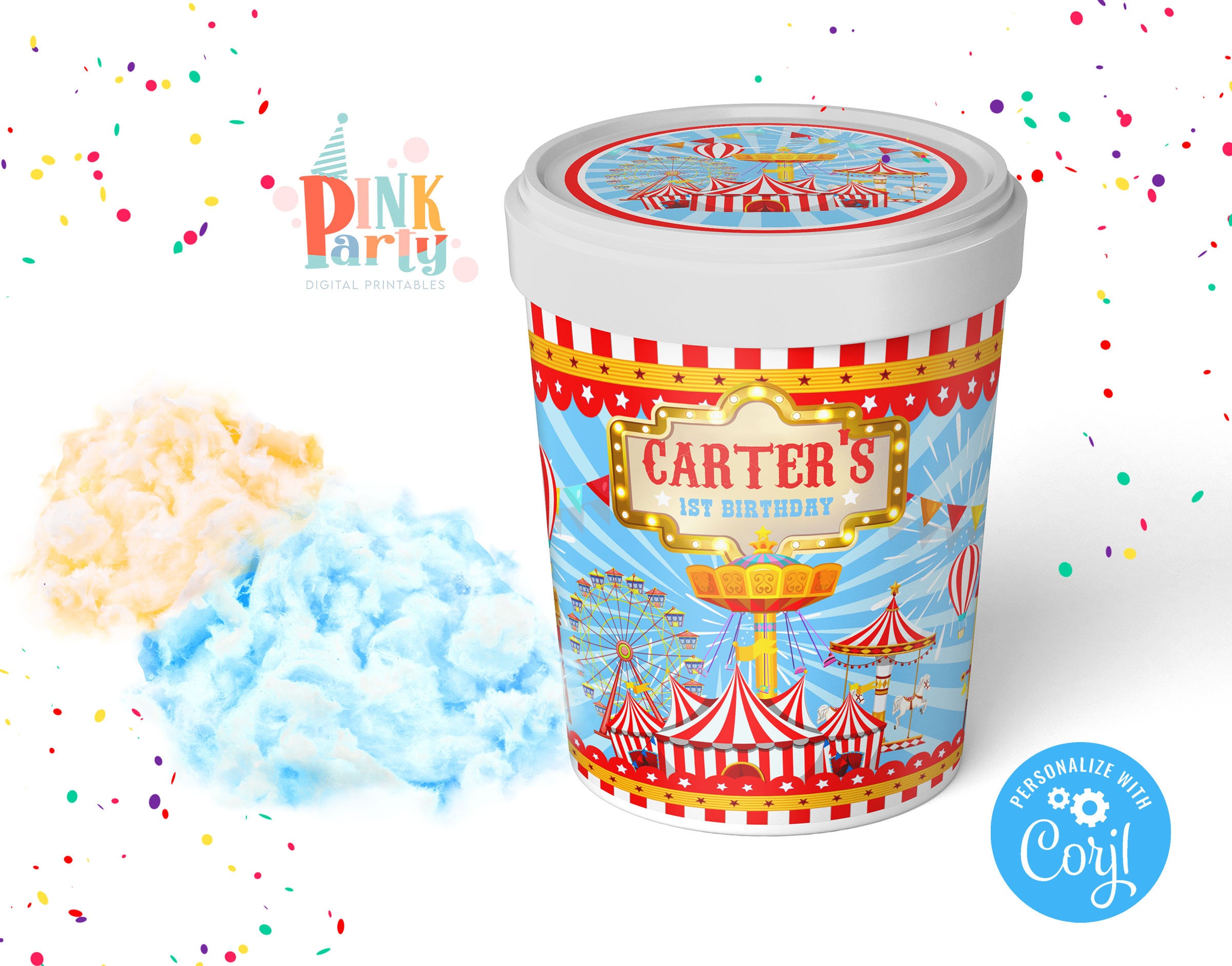 Kids Birthday Cotton Candy Wrapper Template Printable Kids - Etsy