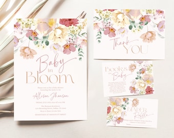 Baby in Bloom Baby Shower Invitation Set: Wildflower Theme (Digital Download) BIB1