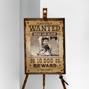 Cowboy Birthday Wanted Sign Template, Western Party Decor (digital ...