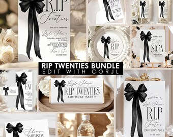Funeral for My Youth Invitation Bundle: RIP Twenties Party Decor (Editable Template) DT04