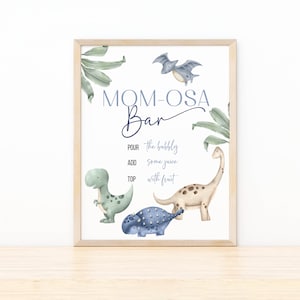 Dinosaurier Momosa Bar Zeichen Dinosaurier-Babyparty Jurassic Gastgeschenke Zeichen Modern Boy-Baby-Dusche-Minimaldekor BS200