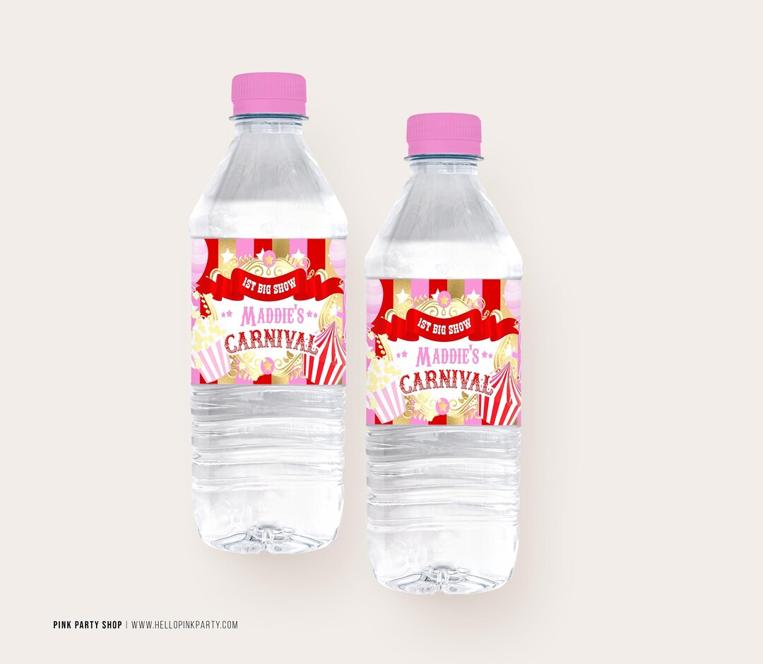 Carnival Birthday Water Bottle Labels, Printable Templates, Fun Fair ...