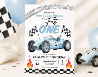 Race Car 1st Birthday Invitation: Editable Racing Party Template (Digital Download) TF001