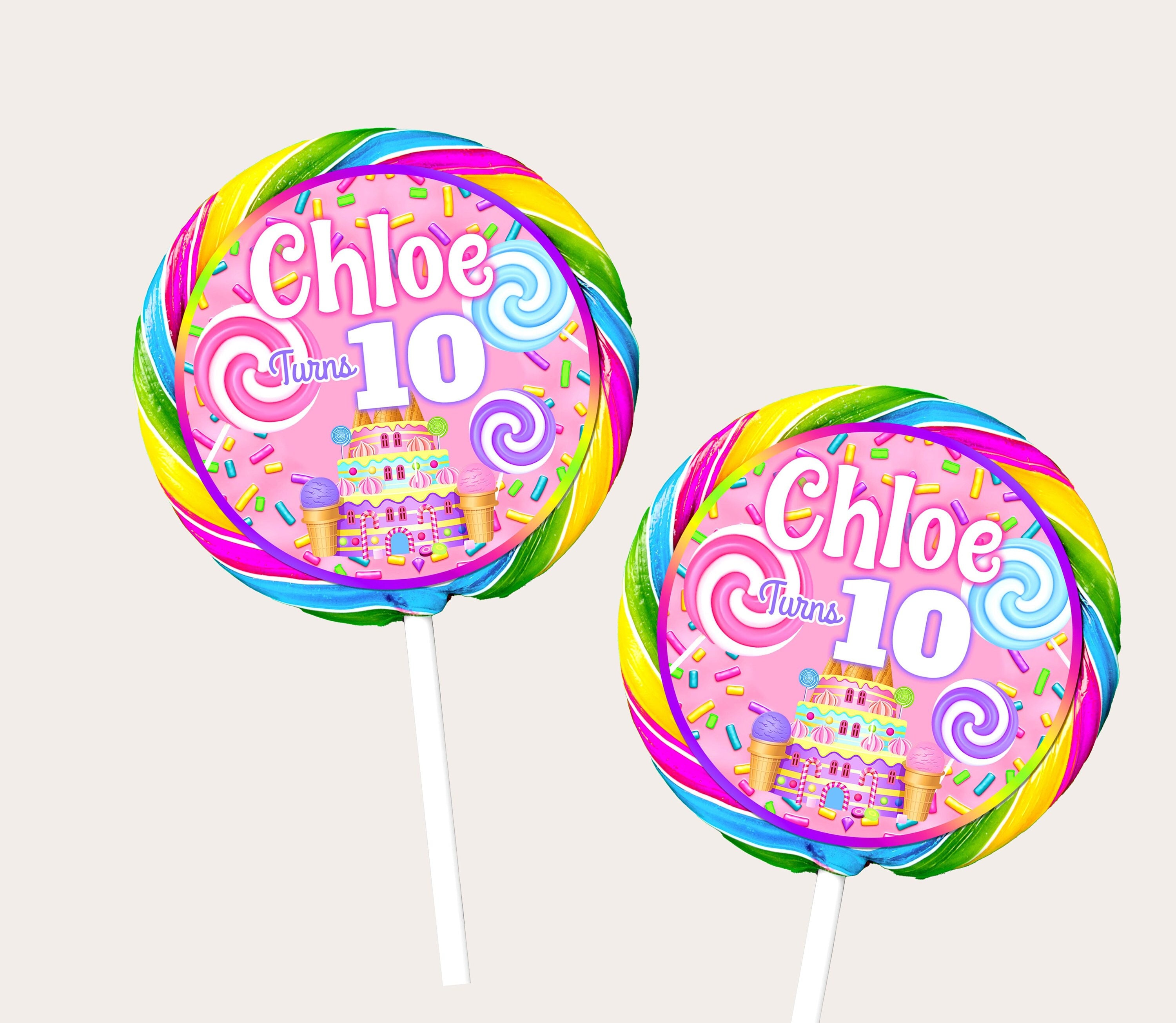Candyland Birthday Lollipop label editable Template Printable Candy Birthday jumbo lollies label Donut Cupcake Editable label Birthday favor