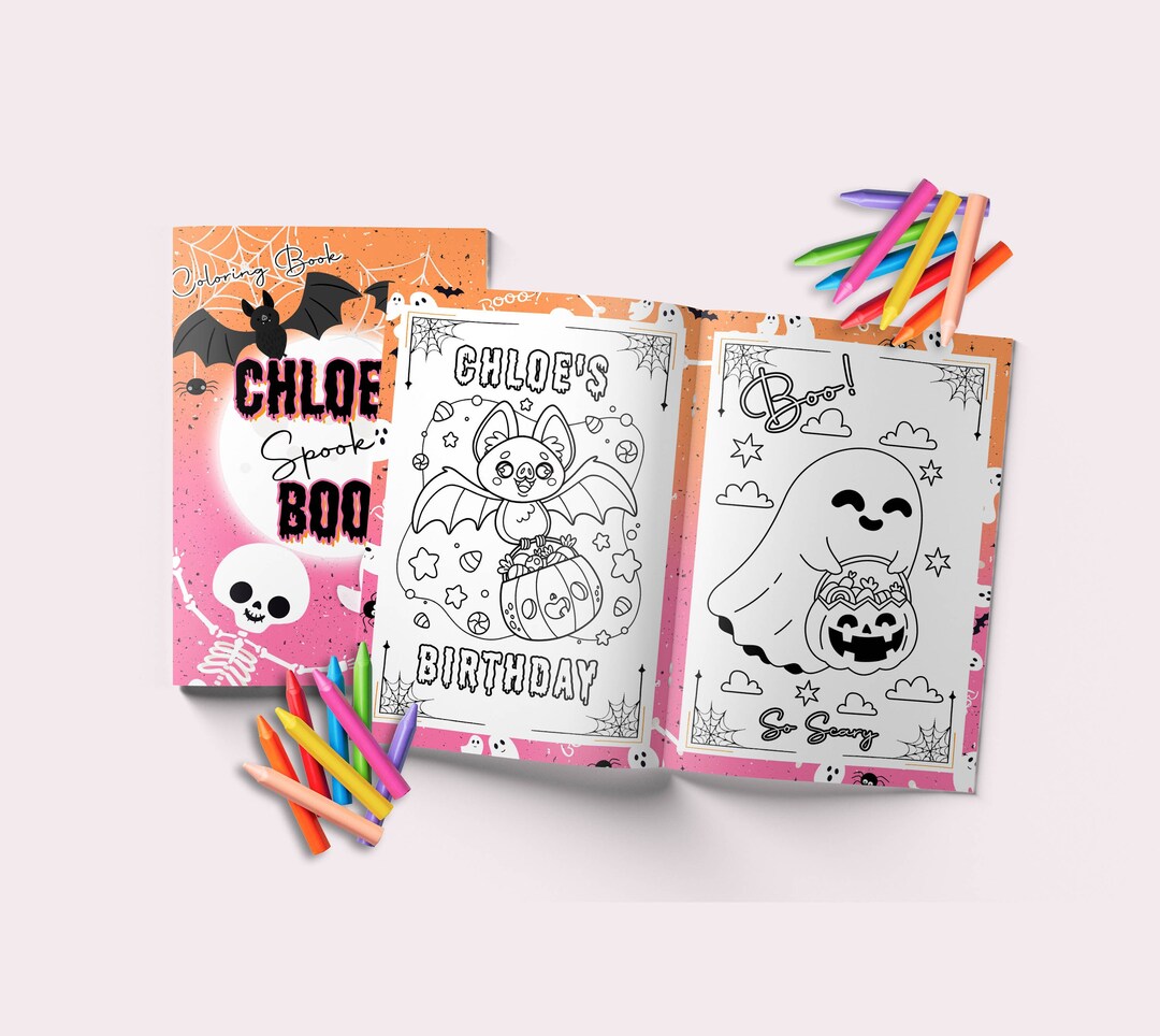 Halloween Coloring Book Halloween Birthday Party Gifts Pink Skeleton ...