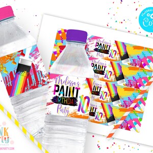 Kids Birthday water labels wrapper, Printable templates, kids Birthday beverage drink labels, kids Editable water labels, juice labels