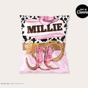 Cowgirl 1st Rodeo Birthday Party Bundle: Editable Favors Labels Canva Template (Digital Download) CWG1 image 9
