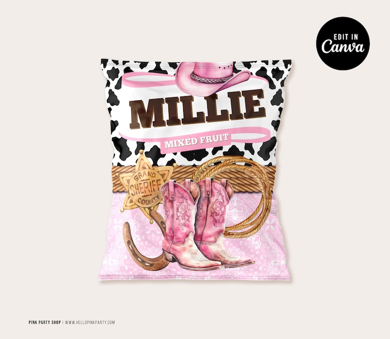 Cowgirl 1st Rodeo Birthday Party Bundle: Editable Favors Labels Canva Template (Digital Download) CWG1 image 9