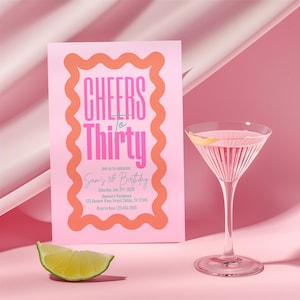 Wavy Border 30th Birthday Party Invitation Editable Template Squiggly Border Birthday Invite Wave Quirky Invitation Customise In Canva CI10