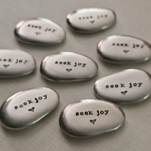 Pewter Pocket Stone—Pewter Pocket Pebble, Intentions & Affirmations, Pocket Hug, Worry Stone, Personalized Pocket Stone, Luck Charm