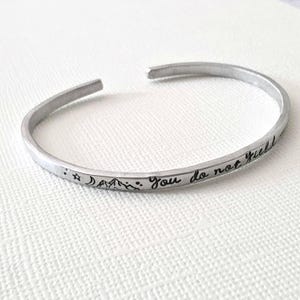 You Do Not Yield, Throne of Glass Bookish Cuff, Fantasy Romantasy Book Lover, Personalized Stacking Bracelet, Acotar jewelry