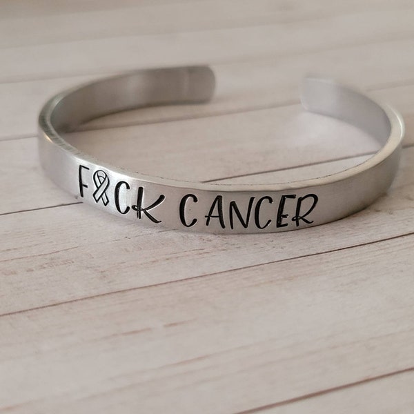 F*CK CANCER Bracelet, Cancer Awareness, Support, Fundraiser, Silver Bracelet, Secret Message Inside, Stacking Bracelet, Silver Bracelet
