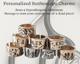 Stethoscope Cuff, Personalized Nurse Gift, Custom RN Name Charm, Graduation Gift, Medical ID
