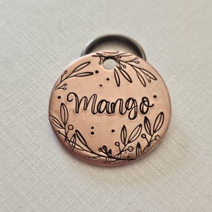 SAGEBRUSH - Dog Tags, Cat Tags, Sage, Juniper, Flower, Garden, Leaves, Hand Stamped, Personalized, Dog Collar, Copper, Circle, Mothers Day