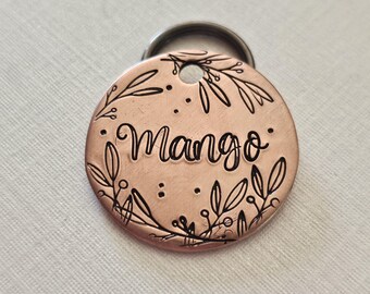 Hand Stamped Copper Pet Tag – Sagebrush Botanical, Personalized Dog Cat ID