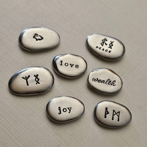 Pewter Pocket Stone—Pewter Pocket Pebble, Intentions & Affirmations, Pocket Hug, Worry Stone, Personalized Pocket Stone, Luck Charm