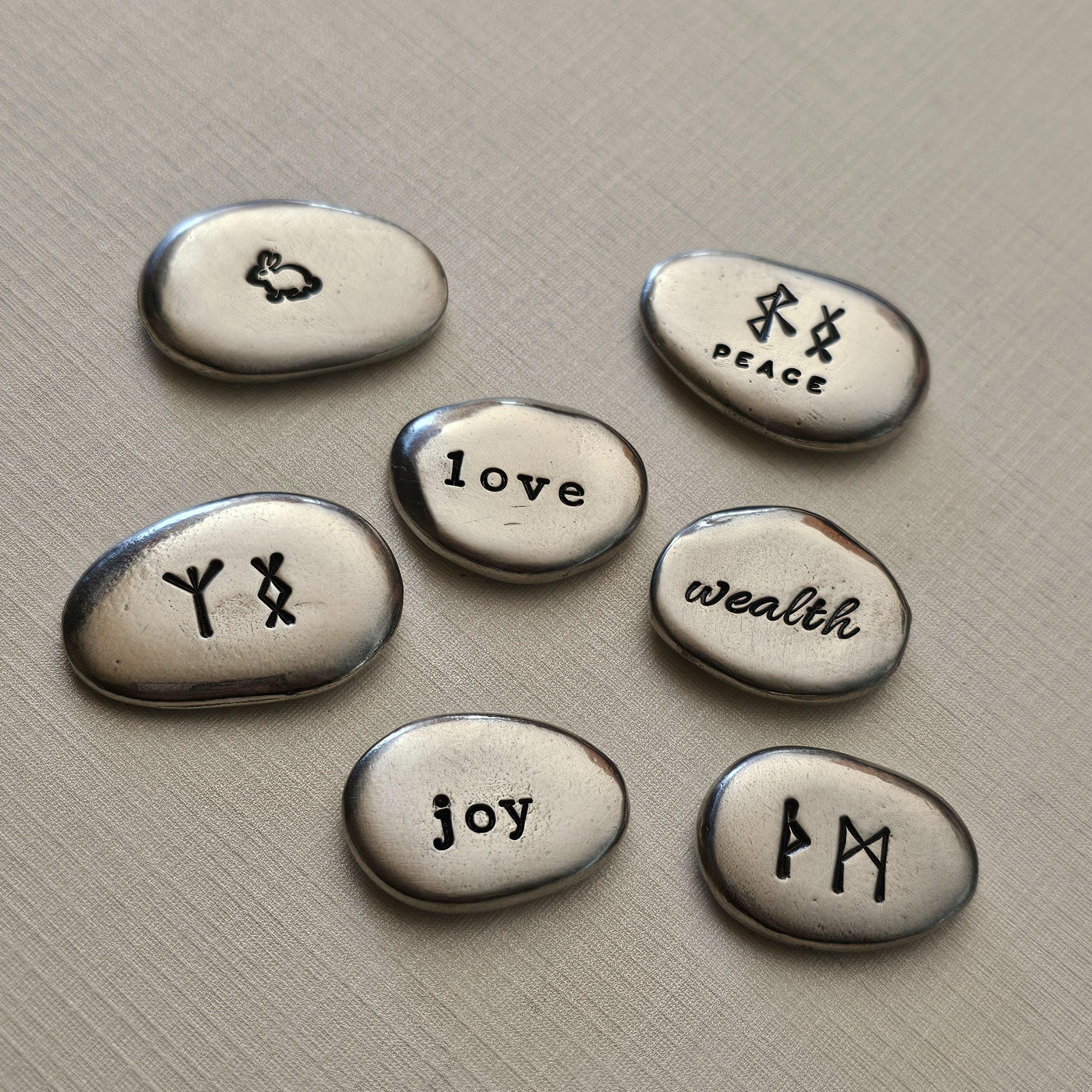 Pewter Pocket Stone—Pewter Pebble, Intentions & Affirmations, Pocket Hug, Worry Stone, Personalized Pocket Stone, Good Luck Charm, Intention