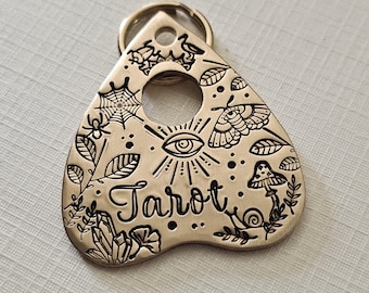 OUIJA - Dog Tag, Pet ID, Spider Web, Crystal, Mushroom Dog Tag, Witch Pet, Halloween Collar, Raven Tag, Moth Tag, Planchette, Keychain