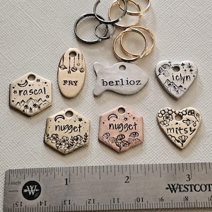 Personalized Small Dog & Cat ID Tags, Custom Pet Tag Designs, Night Star Moons, Flowers, Mountains, Ocean