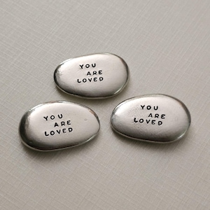 Pewter Pocket Stone—Pewter Pocket Pebble, Intentions & Affirmations, Pocket Hug, Worry Stone, Personalized Pocket Stone, Luck Charm