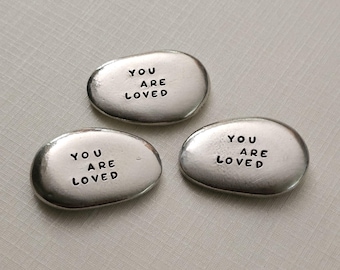 Custom Pocket Stone, You&#39;ve Got This, Believe, You Are Enough, Pewter Stone, Never Forget, Worthy, Worry Stone, Pewter Pebble, Lucky Charm