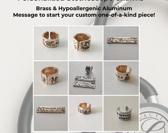 Stethoscope Cuff, Personalized Nurse Gift, Custom RN Name Charm, Graduation Gift, Medical ID