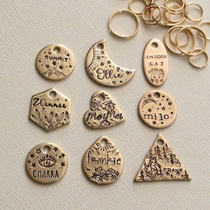 Kleine honden- en kattenpenningen, gepersonaliseerde naamplaatjes voor huisdieren, kleine honden- en kattenpenningen, gepersonaliseerde ontwerpen voor huisdierpenningen, penning voor berghonden, hondenpenning met bloemmotief