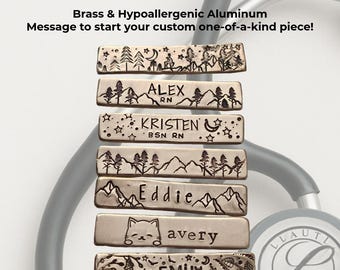 Stethoscope Cuff, Personalized Nurse Gift, Custom RN Name Charm, Graduation Gift, Medical ID