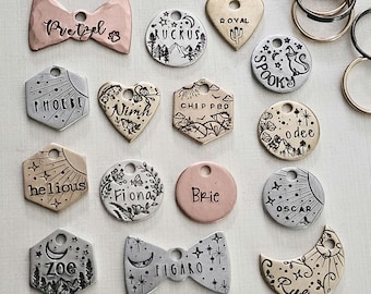 Custom Cat Tag, Tiny Pet Tag, Hand Stamped Cat and Dog Tag, Engraved Kitten and Puppy Tag