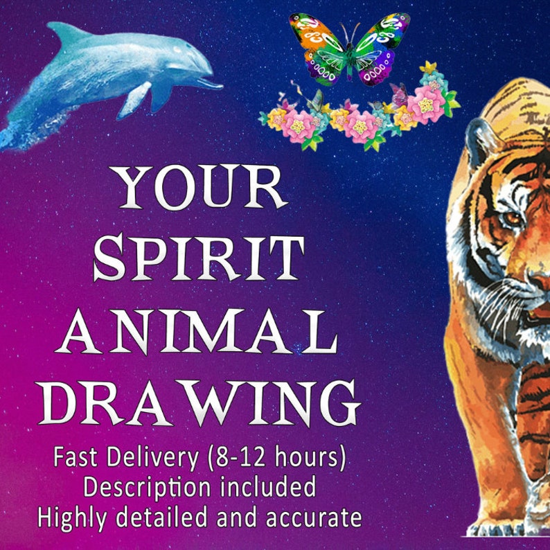 Animal Spirit Guide Drawing and Free Reading, 12 Hours Delivery, Messages And Guidance From Your Animal Spirit image 1