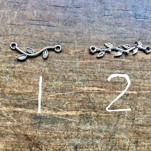 Your Choice Between Two Styles of Silver Leaf Connector Charms, Narrow Connectors, Branch With Leaves, Please See Pictures