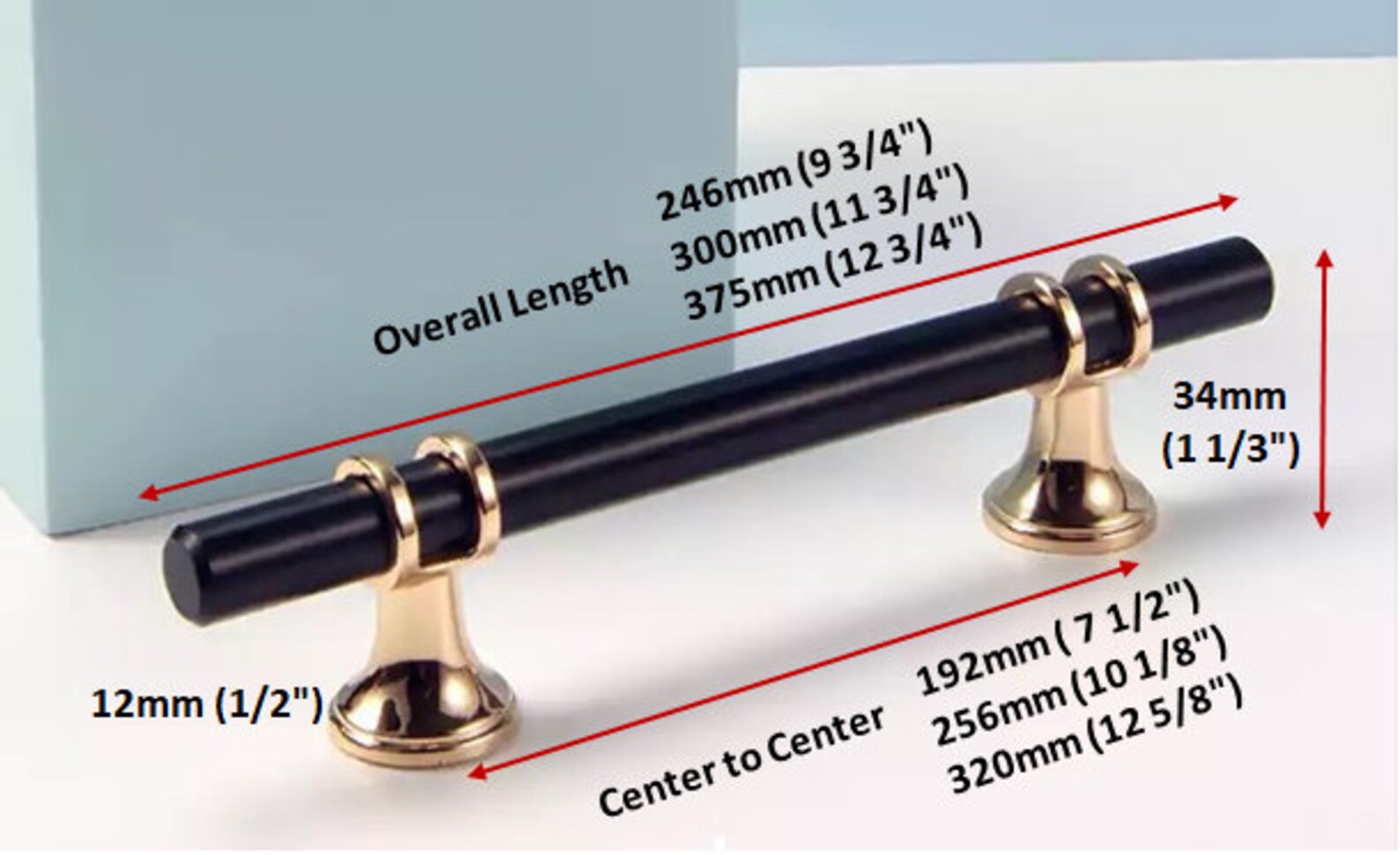 Classic Black Gold Door Pull Handle T Bar Pulls Etsy