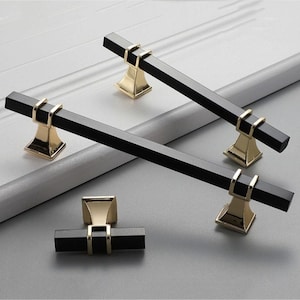 Cabinet Drawer Pulls Handle Knobs Black Gold Square T Bar Cupboard  Kitchen Dresser Furniture Pull Handle knob Hardware 1363