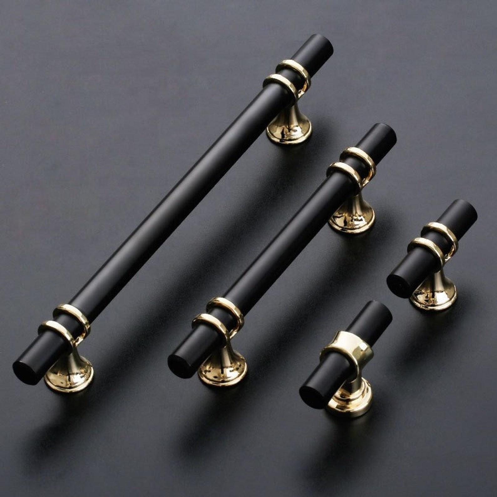 Classic Black Gold Door Pull Handle T Bar Pulls Etsy