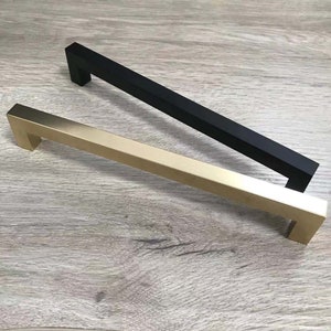 Matte Black Gold Square Cabinet Pulls Handles  Drawer Pulls Kitchen Furniture Hardware Bathroom Bedroom Stainless Steel Brushed Handles