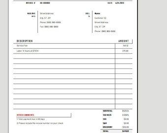 printable blank invoice template customizable invoice etsy
