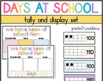 Days in School Display | Pastel Rainbow Classroom Decor