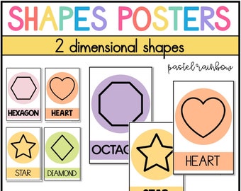 Shapes Posters | Pastel Rainbow Classroom Decor