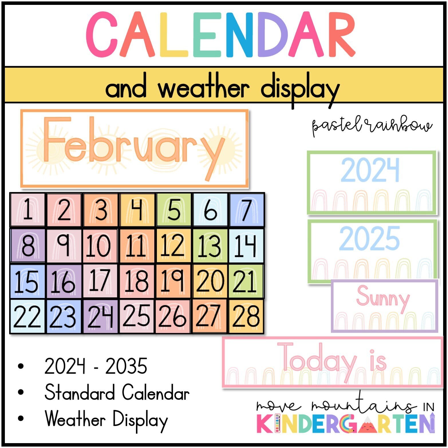classroom-calendar-and-weather-display-pastel-rainbow-classroom-decor-etsy