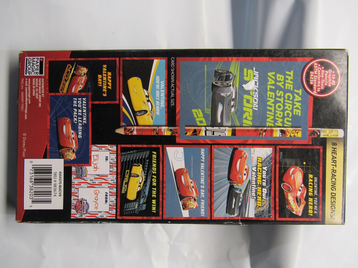 Disney PIXAR Cars Valentines Day 16 Cards and Pencils Paper | Etsy