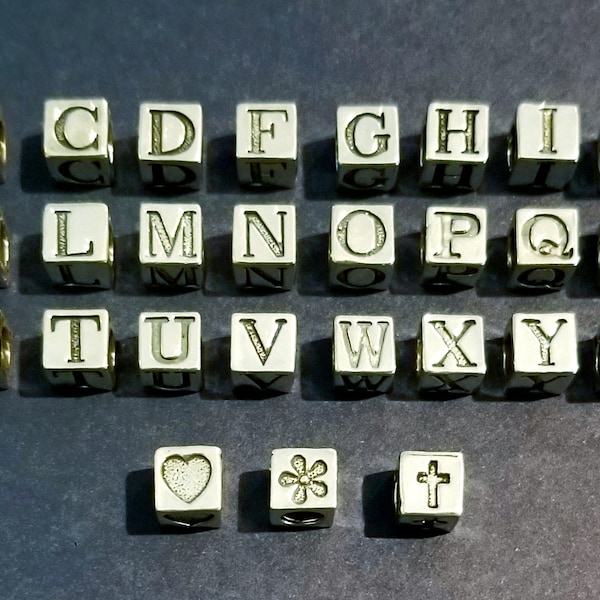 Alphabet Block Beads Sterling Silver 6mm aka 5.5mm Letter Blocks