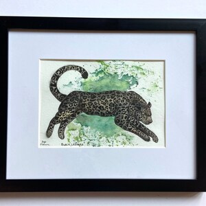 Black Leopard Watercolor - FRAMED ORIGINAL