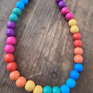 Wood Baded Necklace | Natural Bead Necklace | Neclace | Rainbow Bead