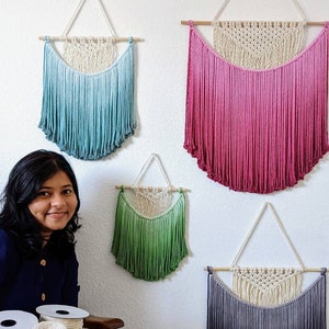 Customizable Macrame wall hanging in Ombre Colors, Bohemian home Decor, Handwoven and Dip-Dyed Tapestry, Chic Ombre Natural Cotton Art Piece